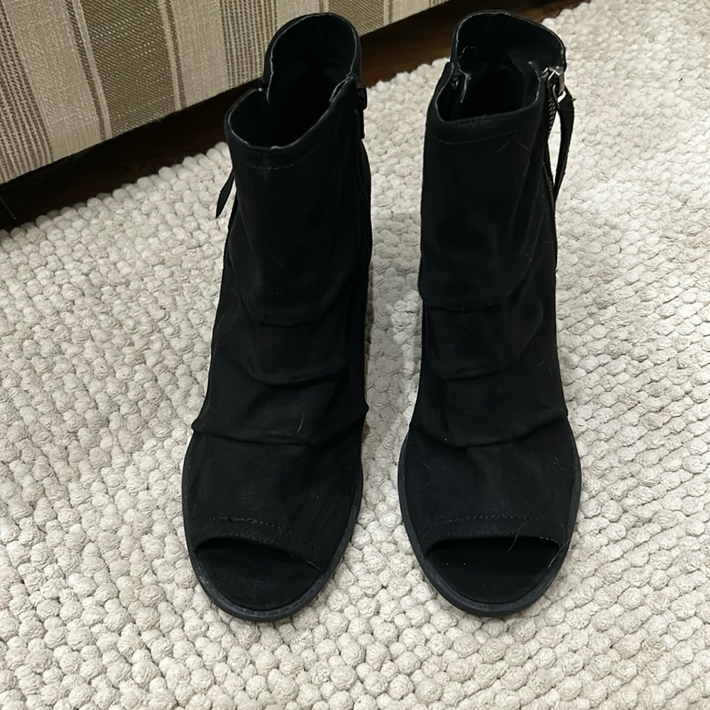 Black open toe booties